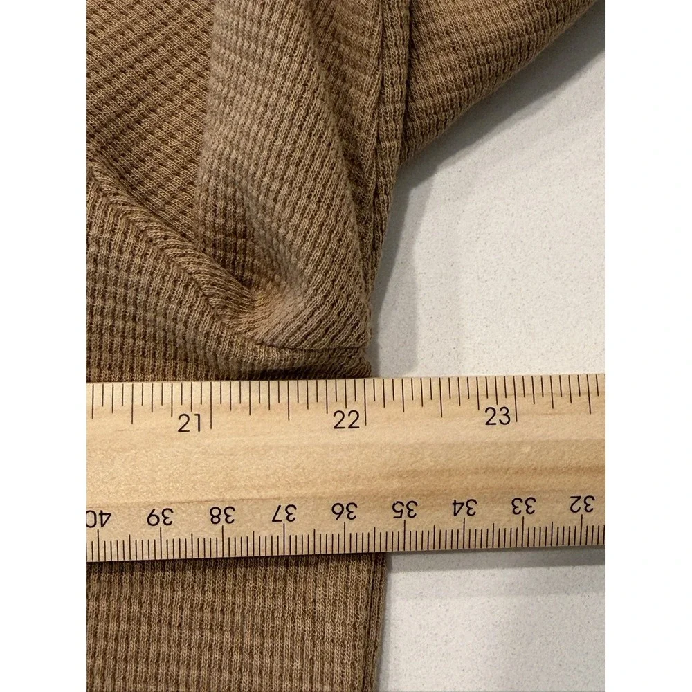Lacoste Waffle Knit Long Sleeve Sleepwear Shirt Men's M Brown Cotton TH8089